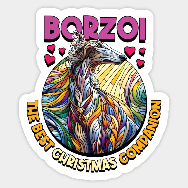 Borzoi, the best Christmas companion. I love borzois. Sticker by MrPila